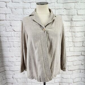 Eileen Fisher Linen Blend Cardigan Top Artsy Lagenlook Minimal Chic Size Medium